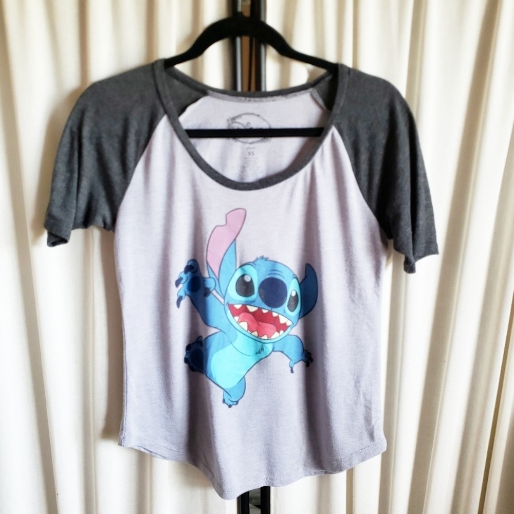 Disney Stitch short sleeve baseball style tee XS 1